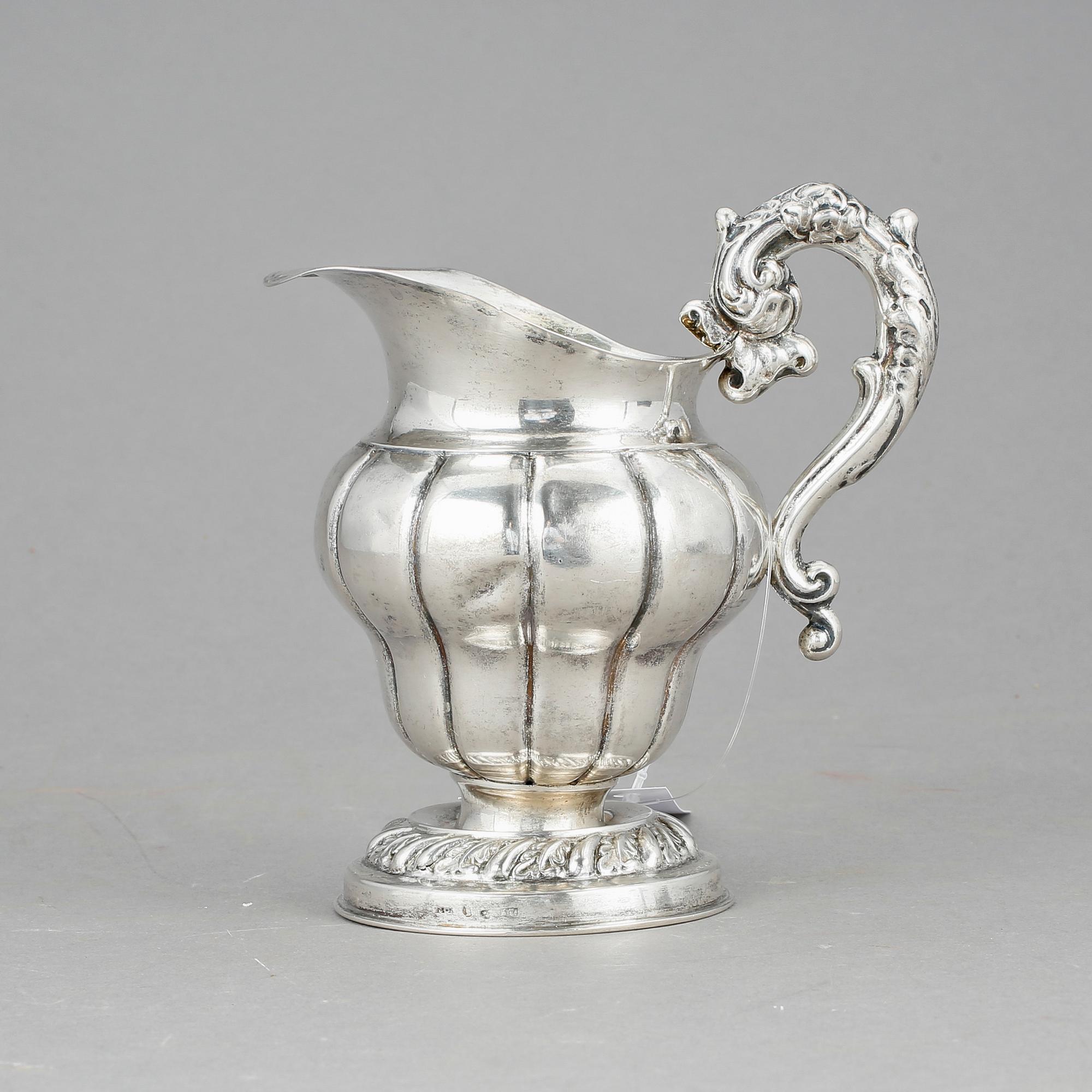 GRÄDDKANNA, silver, Anders Lundqvist, Stockholm, 1842, Vikt 309 g.