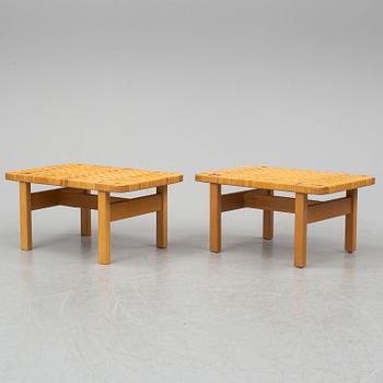 BØRGE MOGENSEN, a pair of benches/ tables, model 5273,  Fredericia stolefabrik, Denmark. Signed with labels.