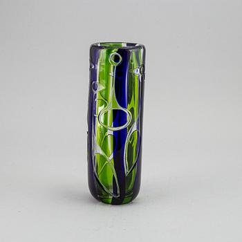 Vicke Lindstrand, a signed glass vase, Kosta Boda.