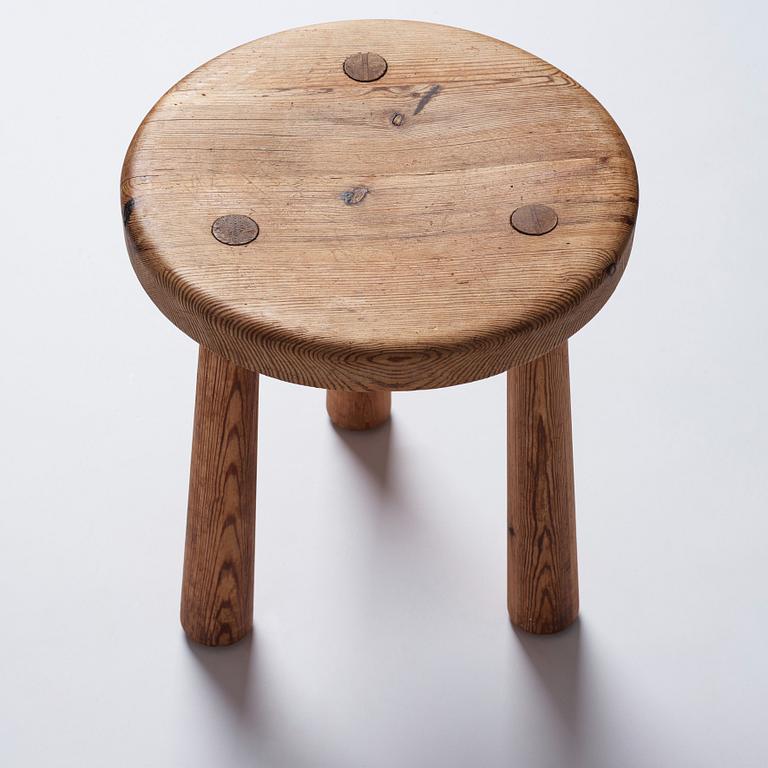 Axel Einar Hjorth, a 'Skoga' stained pine stool, Nordiska Kompaniet, Sweden 1930s.