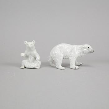 Five German porcelain polar bears.