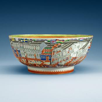 1594. A massive Chinese Export 'Hong' punch bowl, Qing dynasty, Qianlong (1736-95).