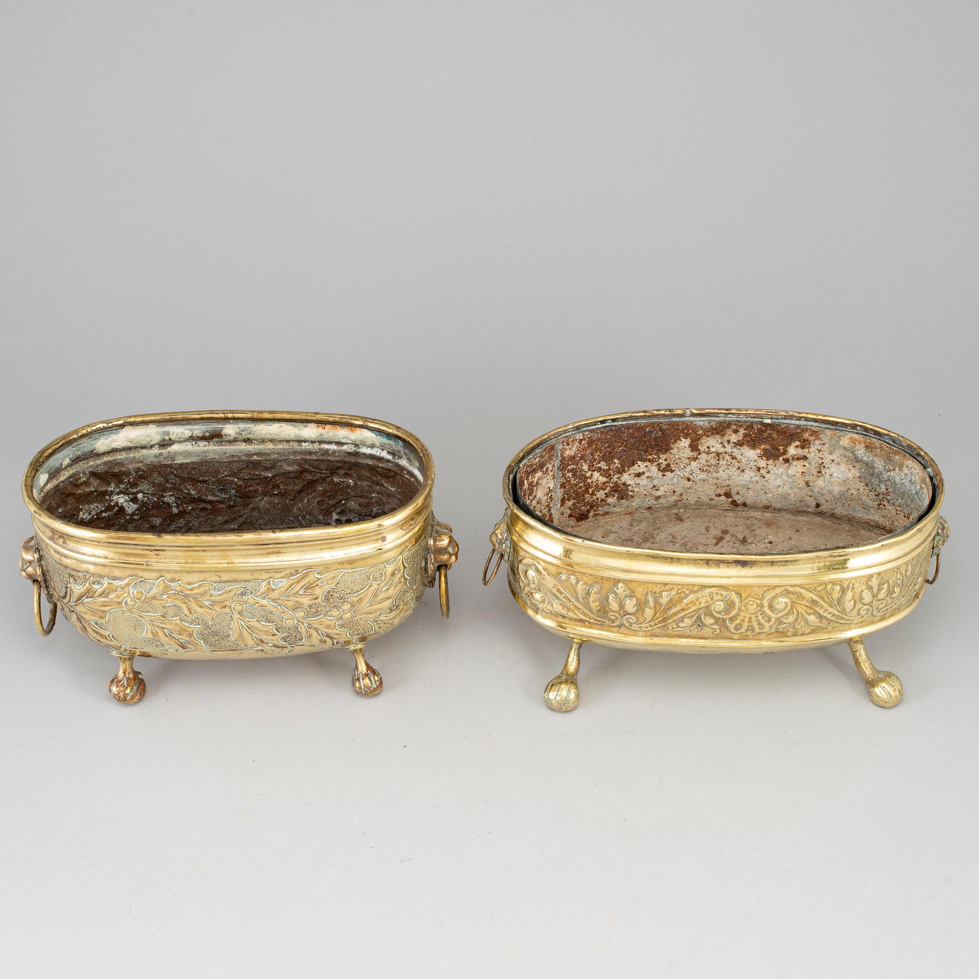 Two 19th century brass jardinieres.