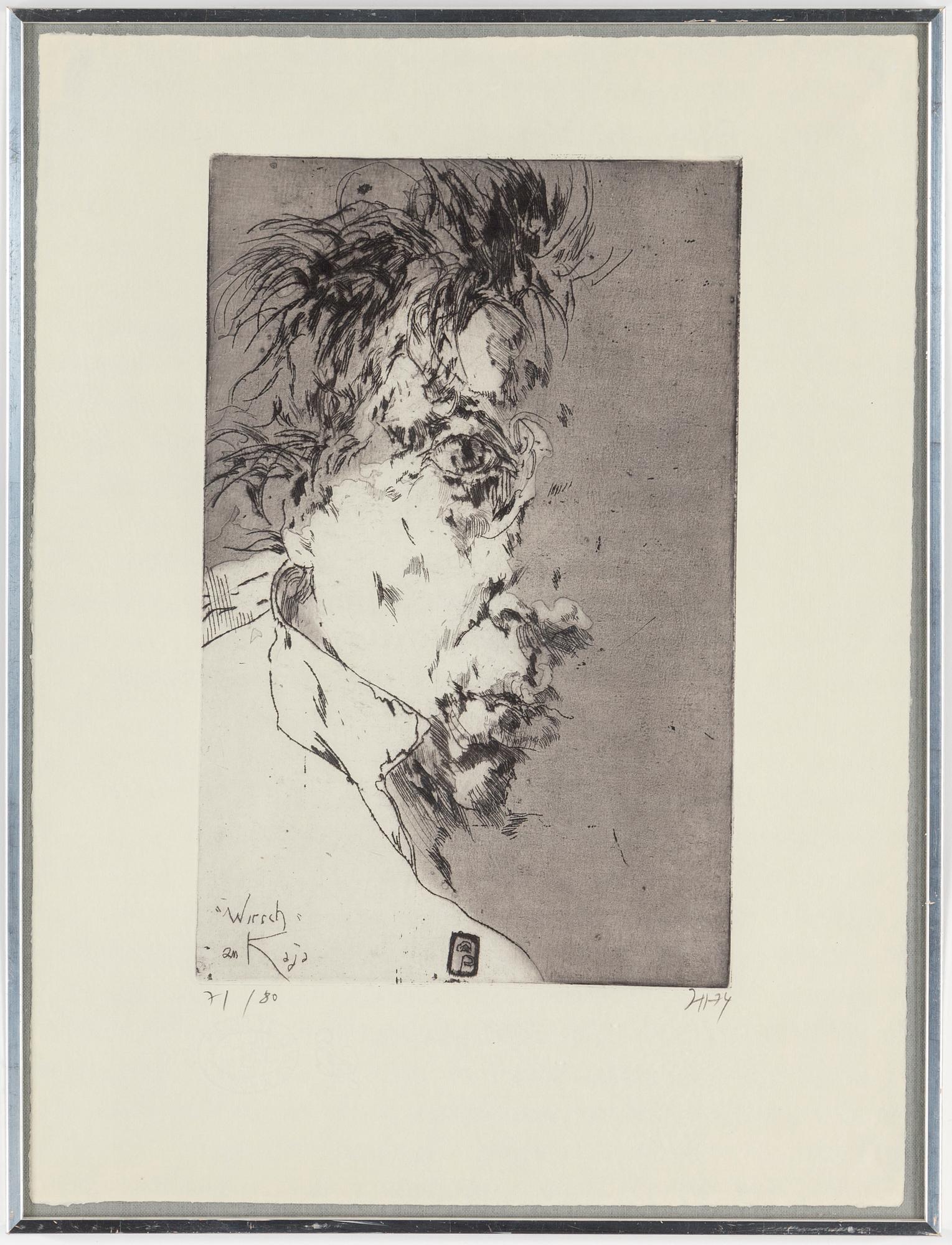 HORST JANSSEN, etching, signed HJ, dated 74 and numbered 71/80.