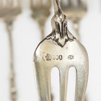 Cutlery, 30 pieces, silver, including Sweden, 19th century.