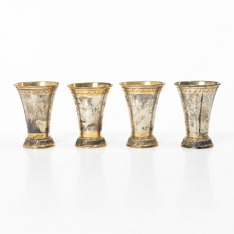 Seven Swedish silver beakers, mark of KG Markströms, Uppsala 1912-1926.