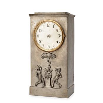 A Svenskt Tenn pewter table clock, possibly by Nils Fougstedt, Stockholm 1925.