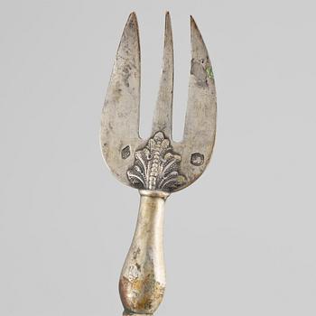 A set of twelve French silver oyster forks, mark of  Felix Malique, Paris, late 19th century.