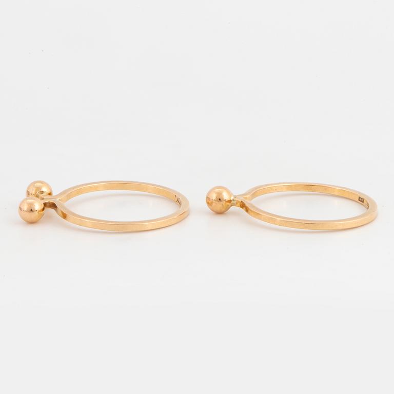 THERESIA HVORSLEV, two rings in 18K gold.