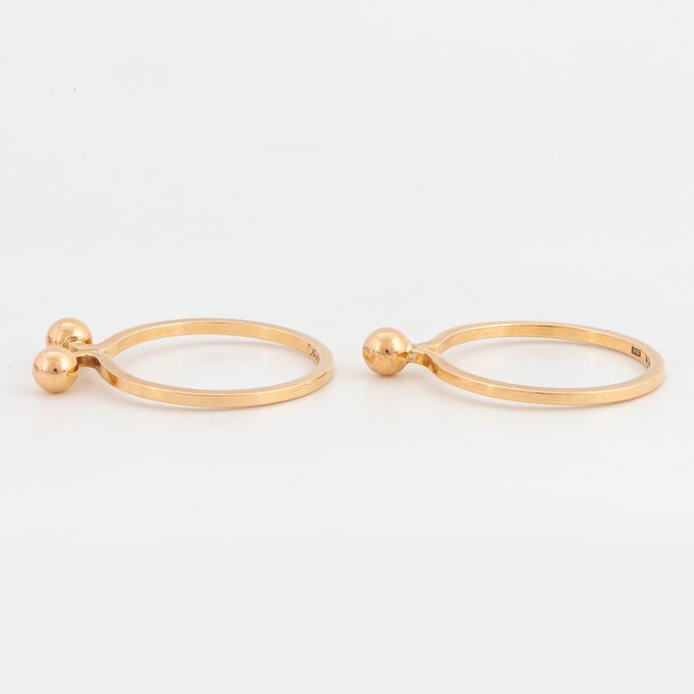 THERESIA HVORSLEV, ringar, 2 st, 18K guld.