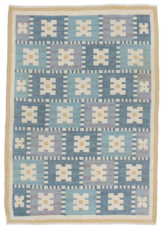 CARPET. "Vitsippa". Flat weave. 236,5 x 164,5 cm. Signed SB.