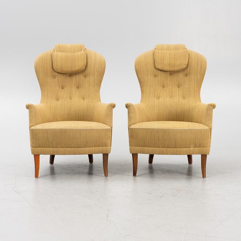 Carl Malmsten, a pair of "Farmor",  armchairs, O.H. Sjögren, Sweden, second half of the 20th century.