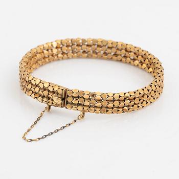 Armband, 18K guld, treradigt.