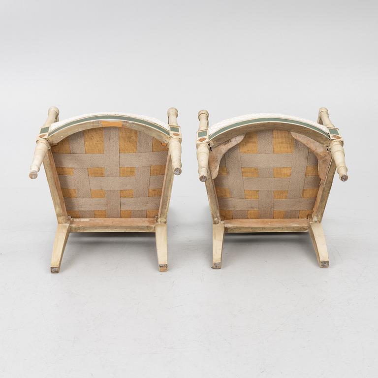 Karmstolar, ett par, directoire, Frankrike, sent 1700-tal.