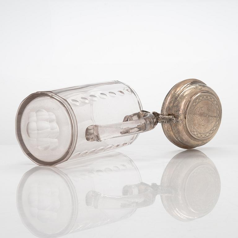 An early 19th-century glass and silver tankard, Copenhagen, Denmark 1809.