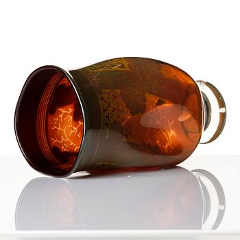 Gunnar Cyrén, a graal glass vase, Orrefors, Sweden 1989.
