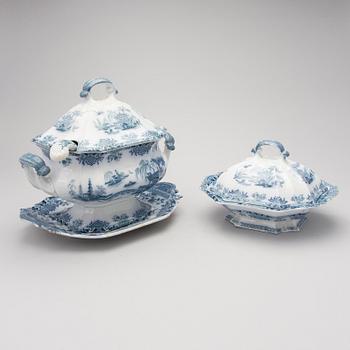 MATSERVIS, 57 delar, porslin, "Canton", Florentine China -serien,  England, 1800-tal.