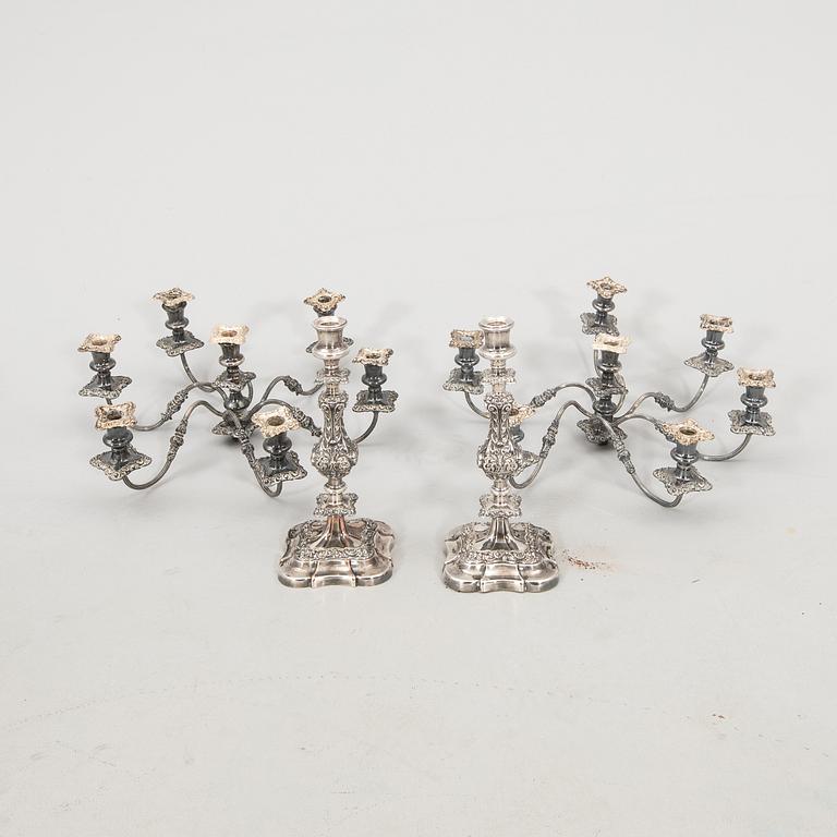 Candelabras, a pair, nickel silver, likely England circa 1900.