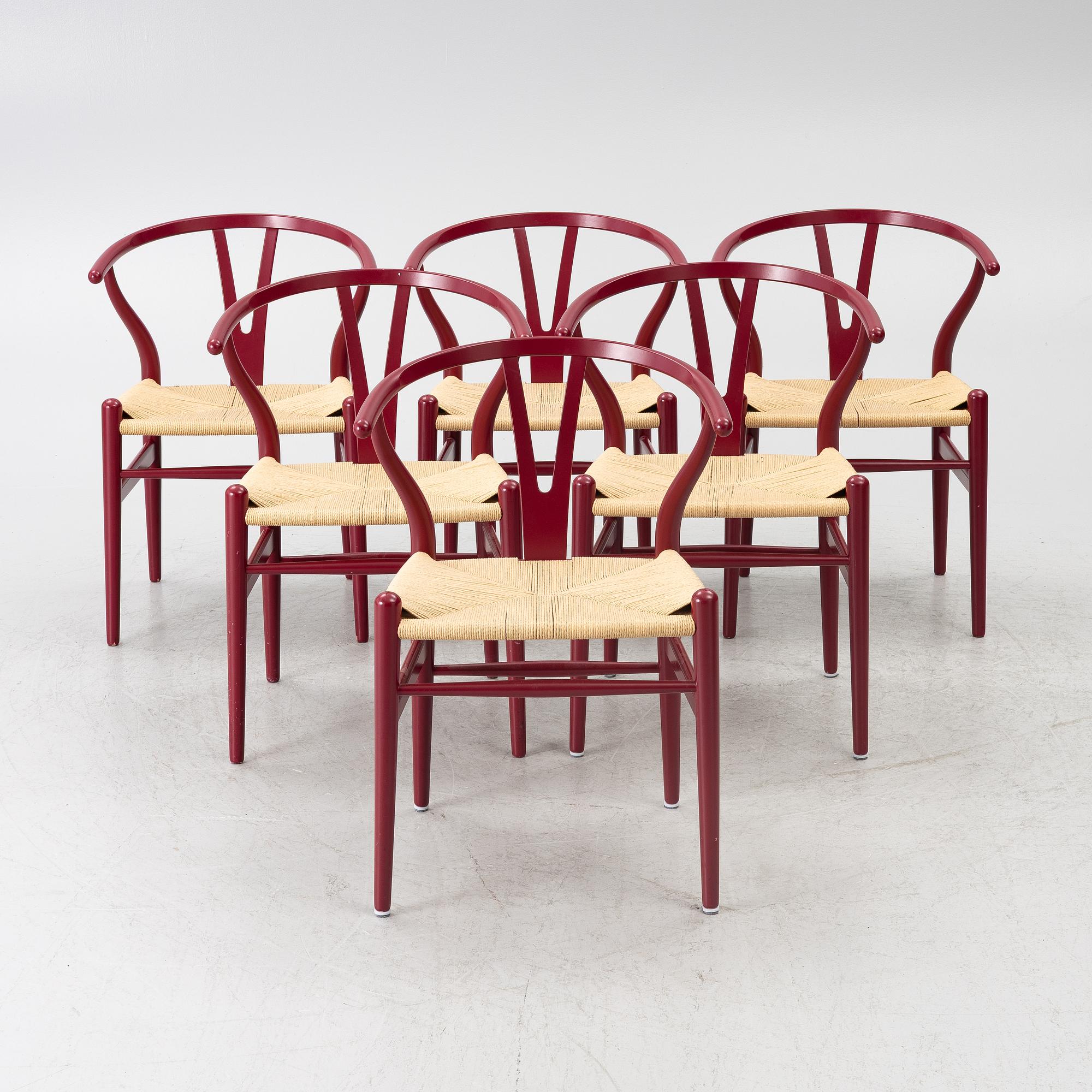 Hans J. Wegner, 6 chairs, model CH-24/"Wishbone Chair", Carl Hansen & Son, Denmark,