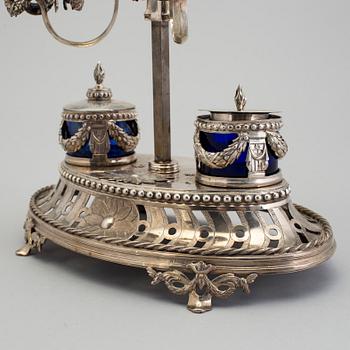 A Swedish 18th century silver desk-lamp, marked Wilhelm Smedberg, Karlstad 1788.