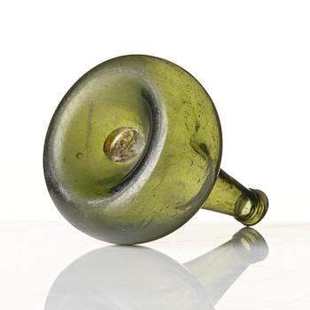 A green glass bottle, possibly Henrikstorps glass manufactory, 18th century.