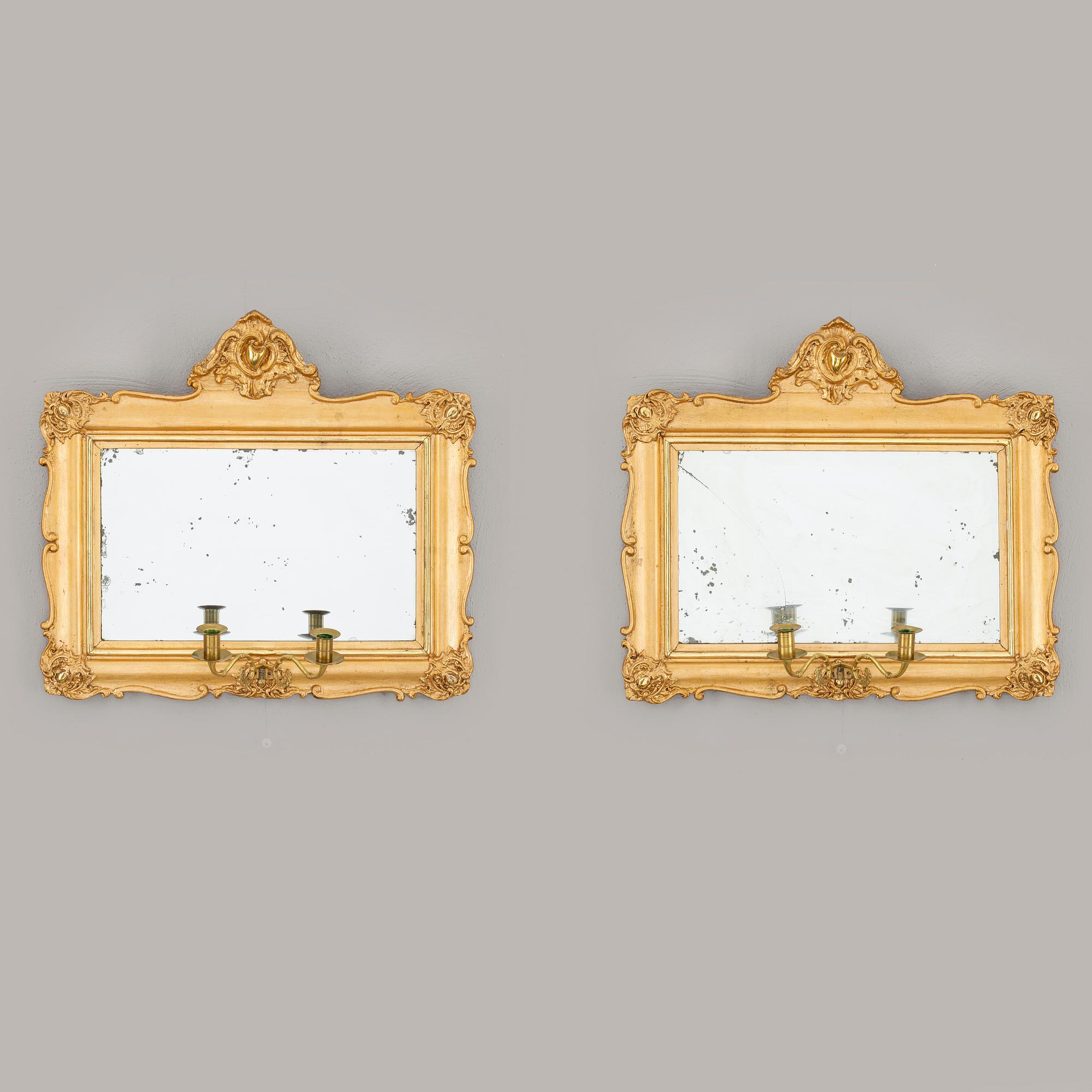 SPEGELLAMPETTER, ett par, nyrokoko, 1800-talets andra hälft.