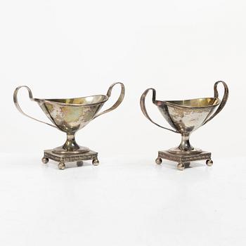 A pair of Swedish Empire silver salt cellars, mark of Nils Tornberg, Linköping 1814.