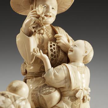 A signed Japanese ivory sculpture, Meiji (1868-1912).