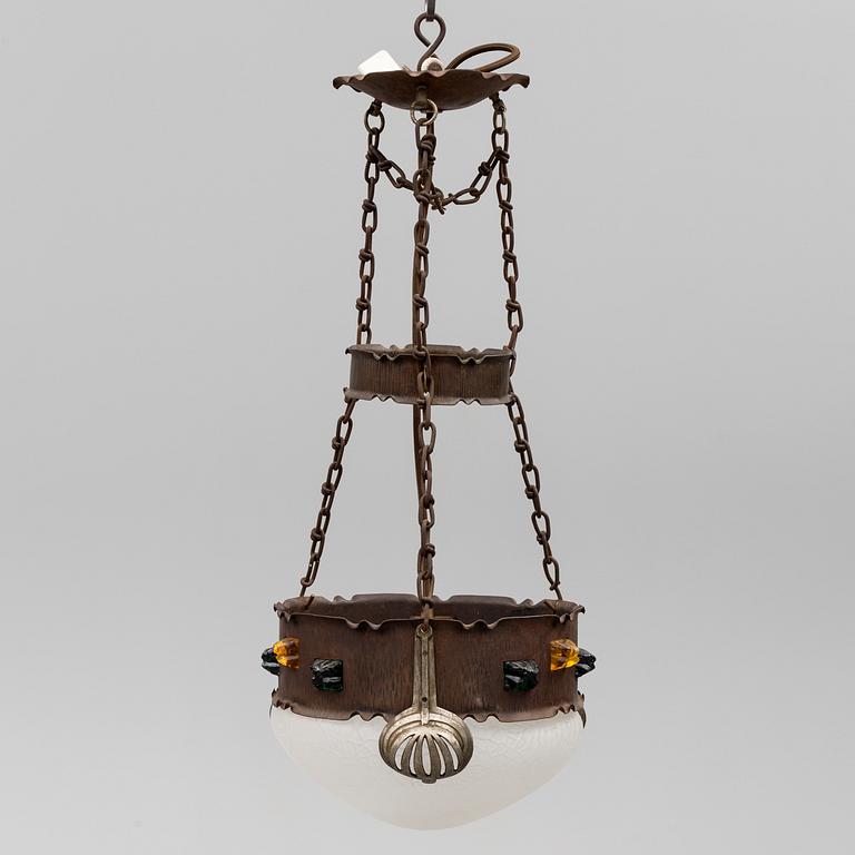 An Art Nouveau ceiling light, early 20th century.