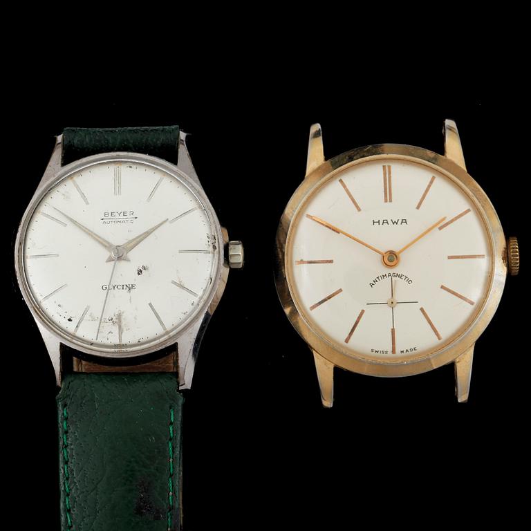 ARMBANDSUR, herr, 2 st, Glycine samt Hawa, 1950/60-tal.