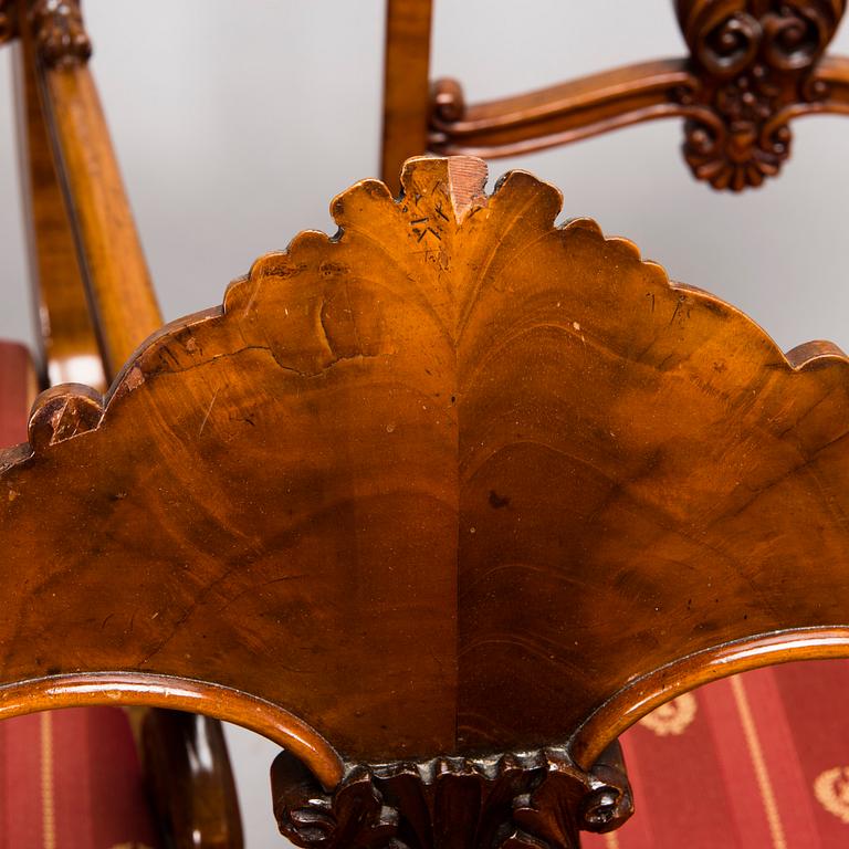 A Set of Two Armchairs and Eight Chairs, biedermeier, Mid-19th Century.