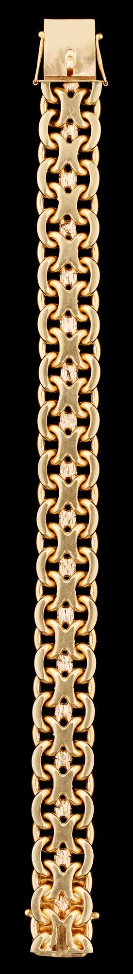 ARMLÄNK, 18k guld, X-länk. Vikt 75,7 g.