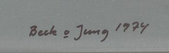 BECK & JUNG, litografi, "Hundie", signerad och daterad 1974, numrerad 11/20.