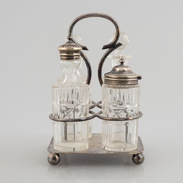 A silver-plate cruet-set, Shefflied, England, first half of the 20th century.