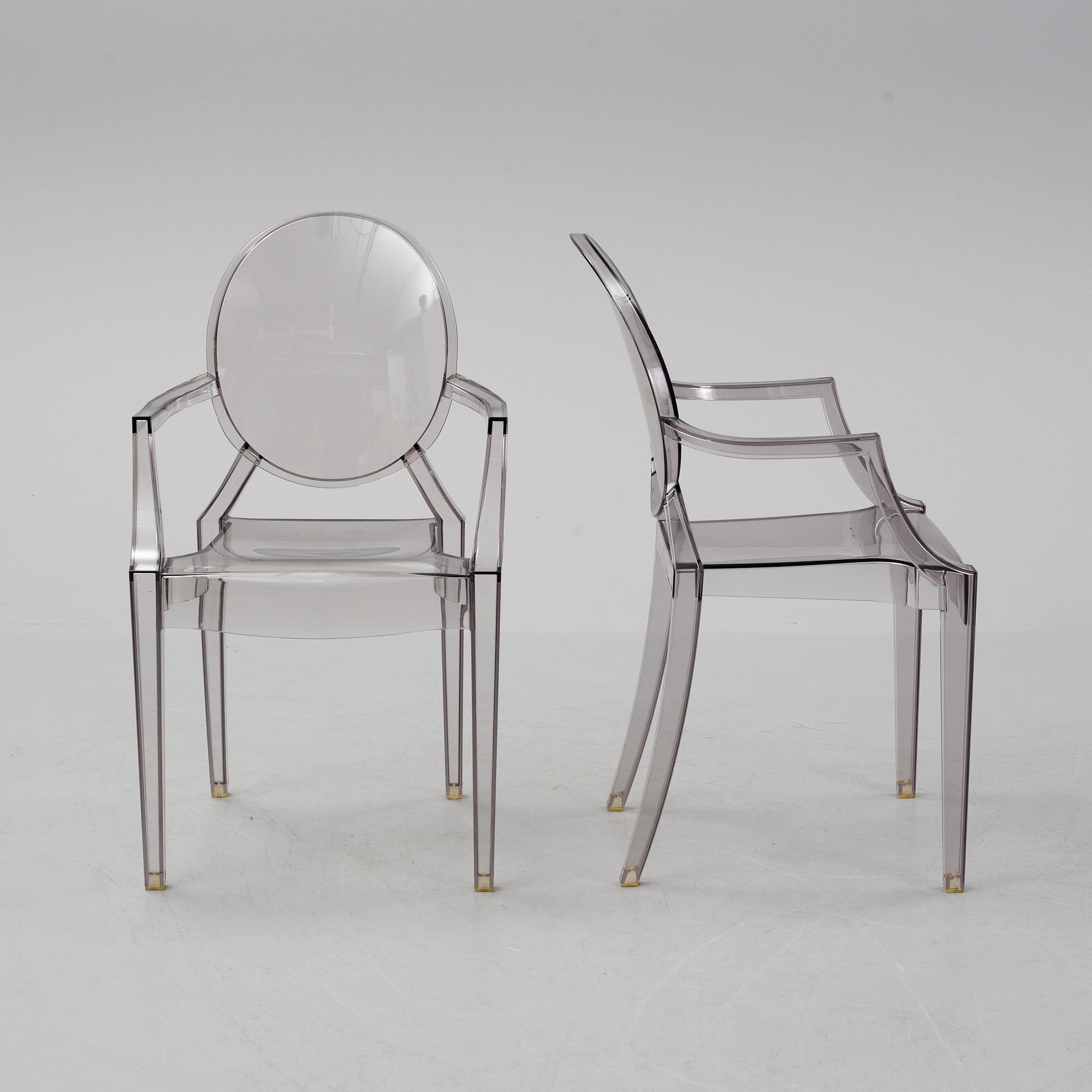 Philippe Starck, stolar ett par, "Louis Ghost", Kartell, formgiven 2002.