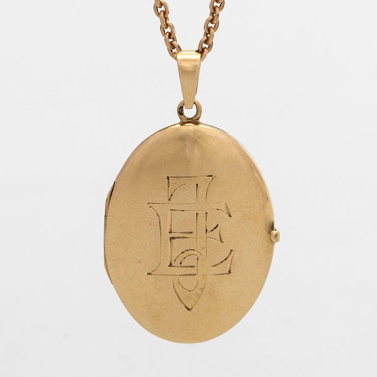 Medaljonki ja ketju, 18K kultaa.