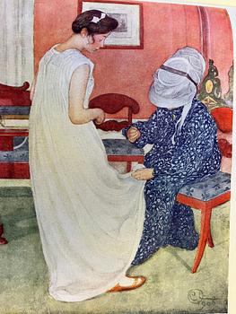 Carl Larsson, "Dom spritar ärter"/ "Ärtspritning".