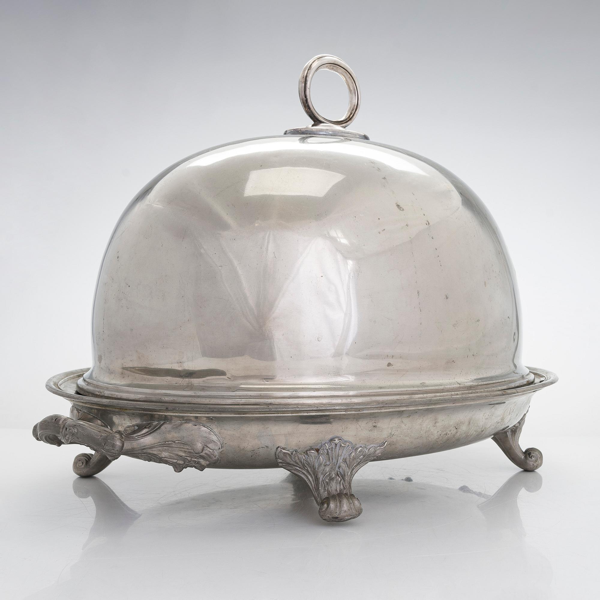 A plate food dome cover, James Dixon & Sons, Sheffield, England around the turn of the 20th century.