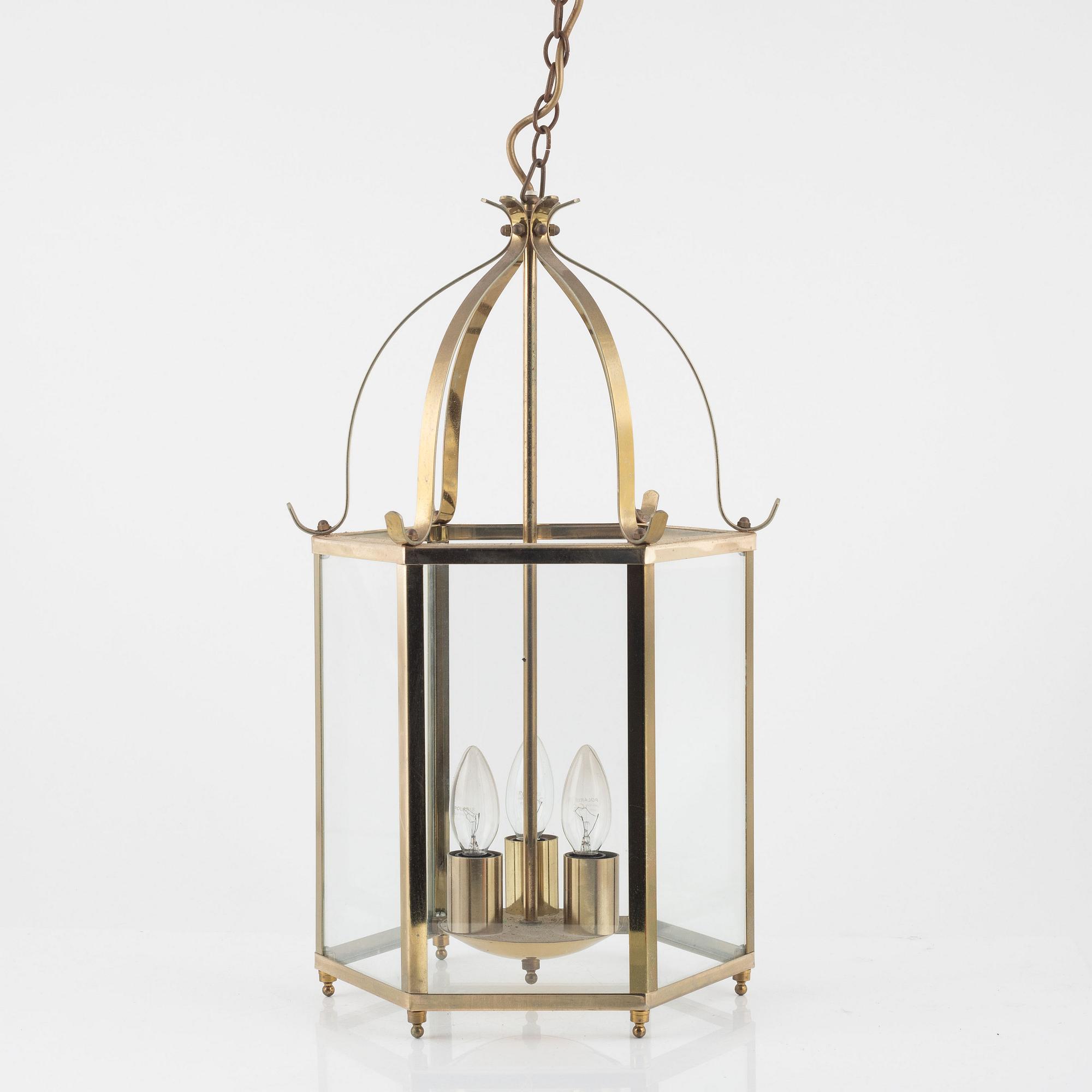 A brass lantern, second half of the 20th century.
