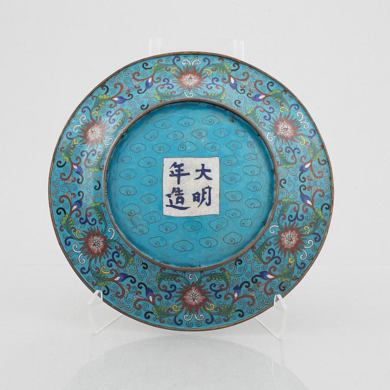 Fat, cloisonné, Kina, 1900-tal.