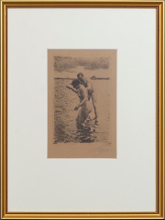 Anders Zorn, a signed etching form 1919.