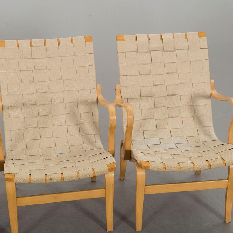 BRUNO MATHSSON, SET OF FOUR ARMCHAIRS "EVA" BY DUX.