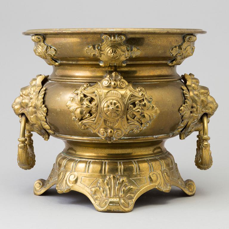 A late 19th century Neo Renaissance brass flower pot.