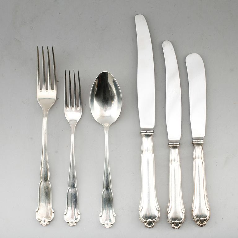 BESTICK, 34 delar, silver, CG Hallberg, Stockholm 1939. Vikt med stålblad ca 1945 g.