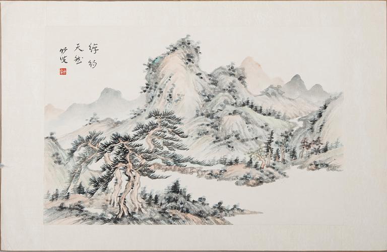 OKÄND KONSTNÄR, mapp med 10 st, gouacher, Japan/Kina, 1900-talets första hälft.