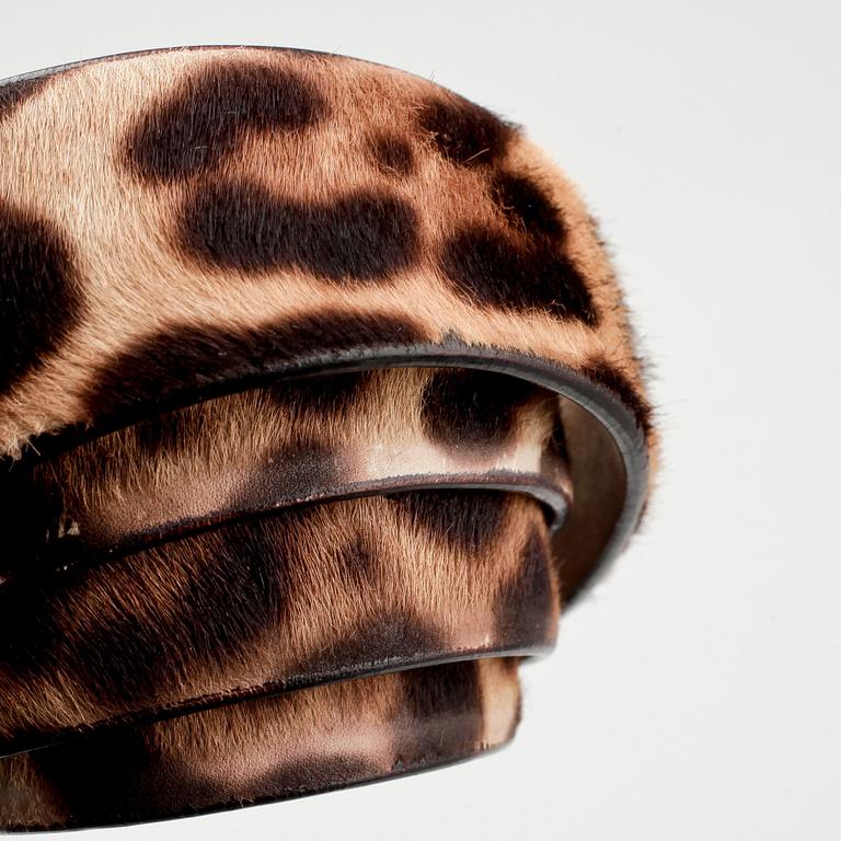 DOLCE & GABBANA, a leo printed pony hair belt.