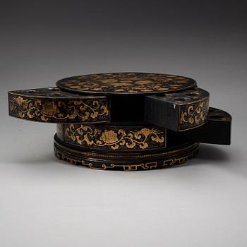 A black lacquer cabinet box with multiple drawers, Qing dynasty, 19th Century.