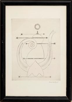 Max Walter Svanberg, torrnål 2 st signerade daterade och numrerade 56 21/40.