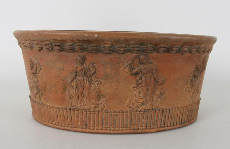 PUDDINGFORM. Lergods, monogrammärkt -63(1800-tal.).