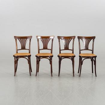 A SET OF FOUR BENTWOOD  CHAIRS J&J KOHN AUSTRIA.
